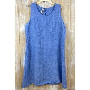 FLAX Shift Dress Size Medium Softened Linen Light Blue Sleeveless Textured